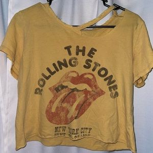 Distressed Rolling Stones cropped tee